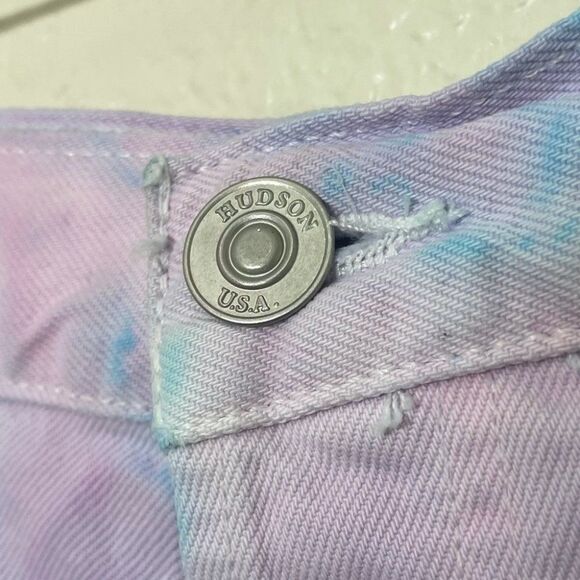 Hudson Lori High Rise Shorts Blue and Purple Tie Dye Denim Cutoffs Size 30 New - Picture 3 of 15